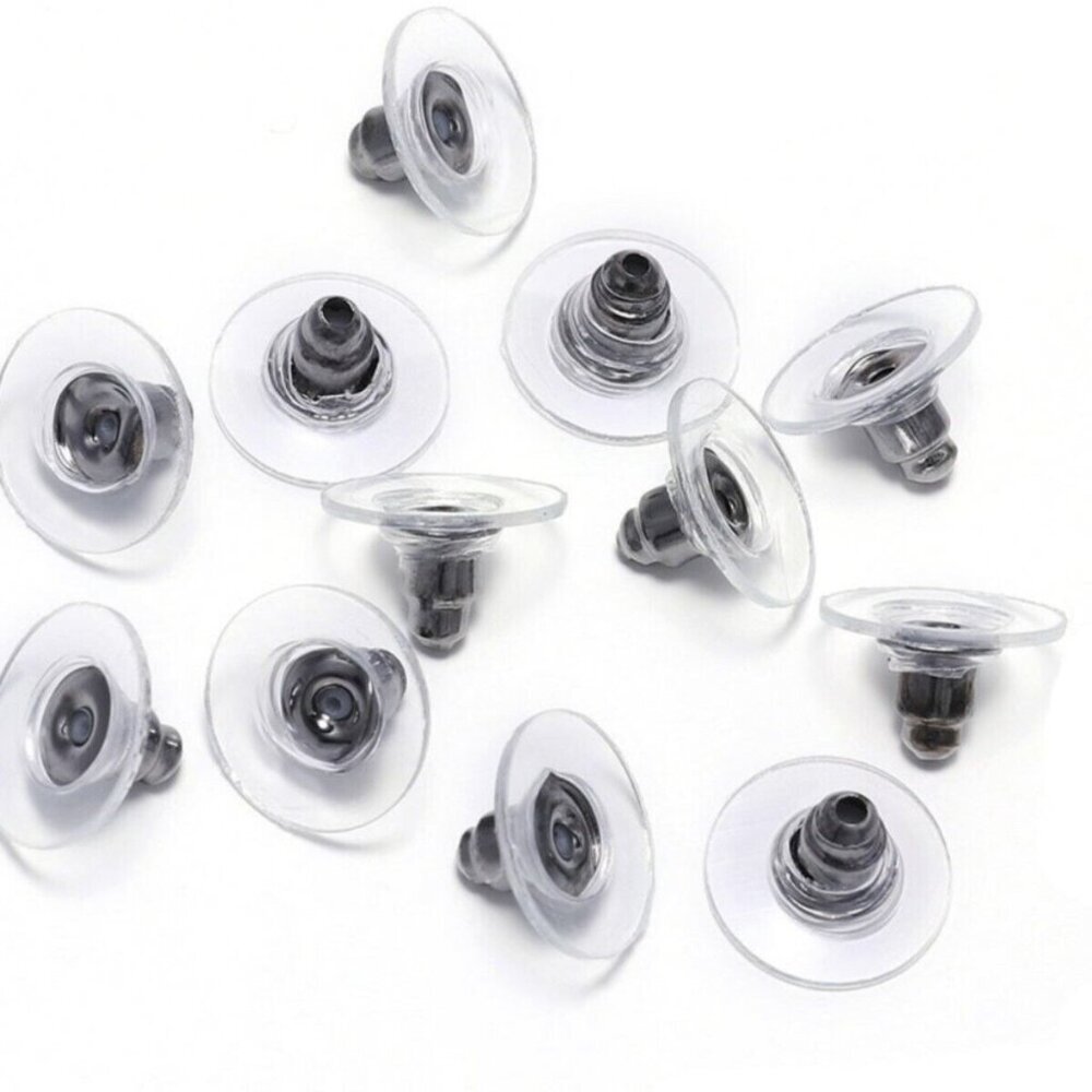 Large Gunmetal Black Brass Comfort Clutch Earnuts Earring Backs Findings 10 pcs